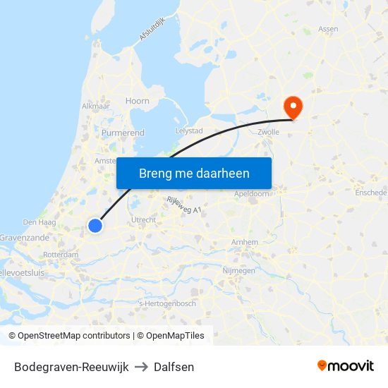 Bodegraven-Reeuwijk to Dalfsen map