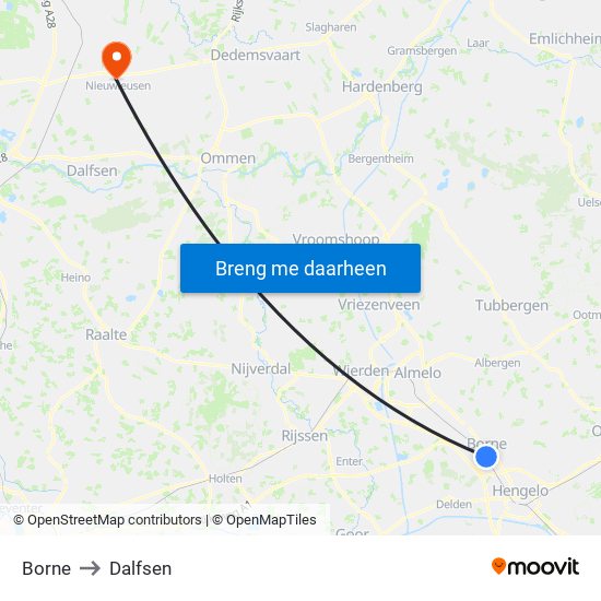 Borne to Dalfsen map