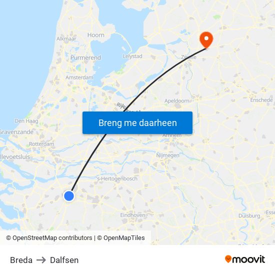 Breda to Dalfsen map