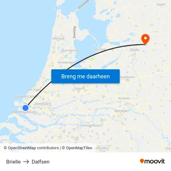 Brielle to Dalfsen map