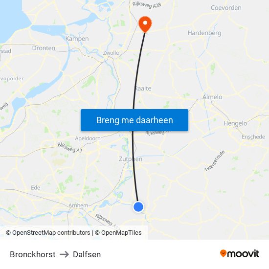 Bronckhorst to Dalfsen map