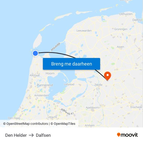 Den Helder to Dalfsen map