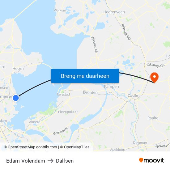 Edam-Volendam to Dalfsen map