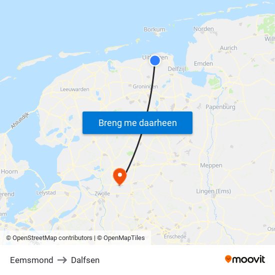 Eemsmond to Dalfsen map