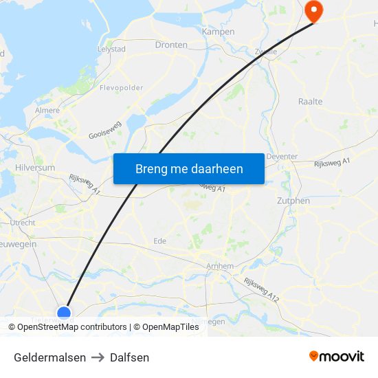 Geldermalsen to Dalfsen map