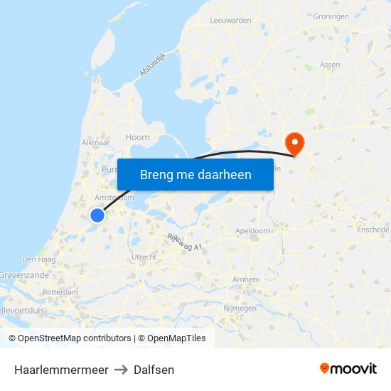 Haarlemmermeer to Dalfsen map