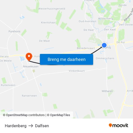 Hardenberg to Dalfsen map