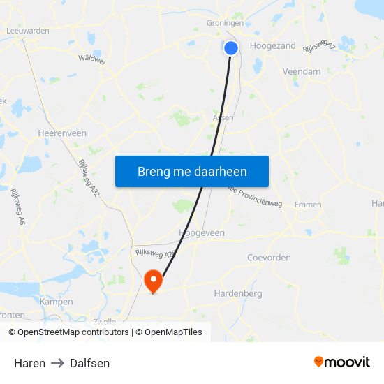 Haren to Dalfsen map