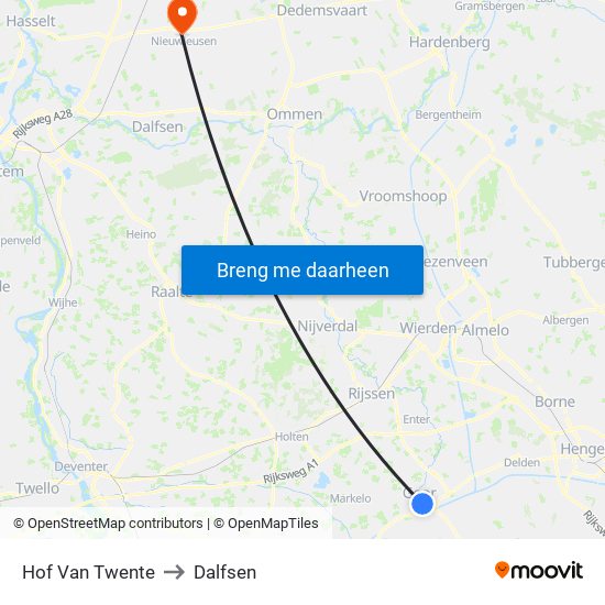 Hof Van Twente to Dalfsen map