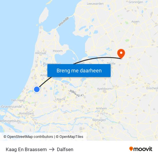 Kaag En Braassem to Dalfsen map