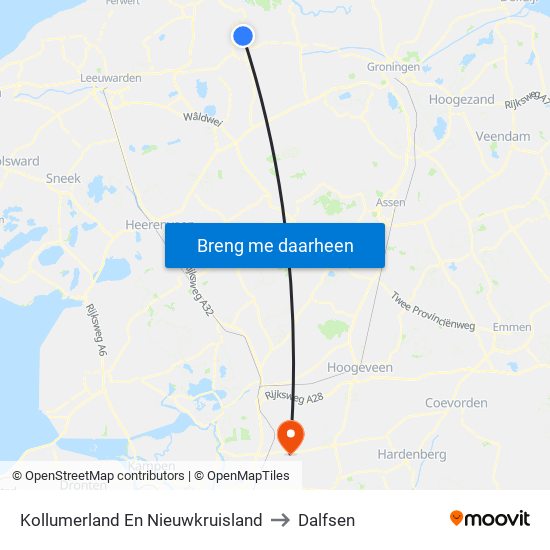 Kollumerland En Nieuwkruisland to Dalfsen map