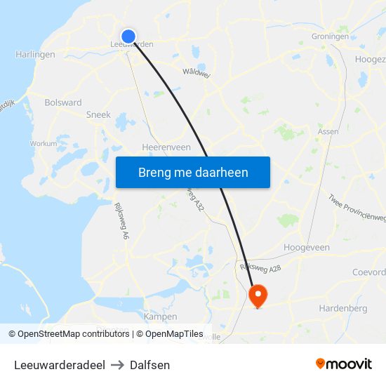 Leeuwarderadeel to Dalfsen map