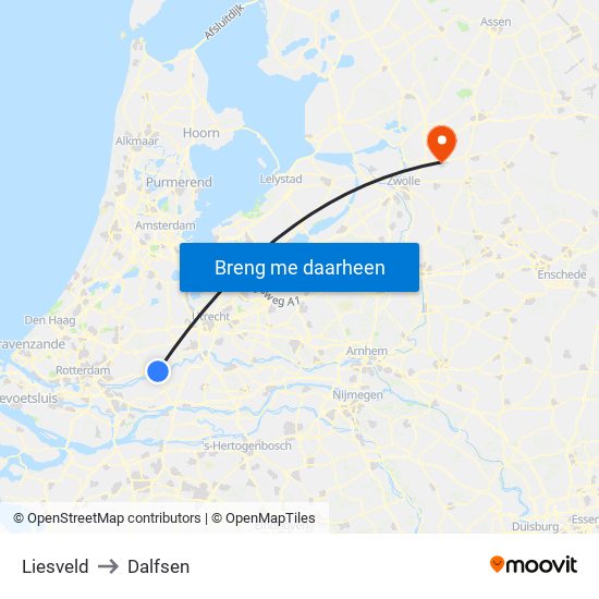 Liesveld to Dalfsen map