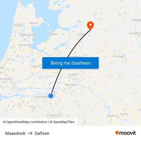 Maasdonk to Dalfsen map
