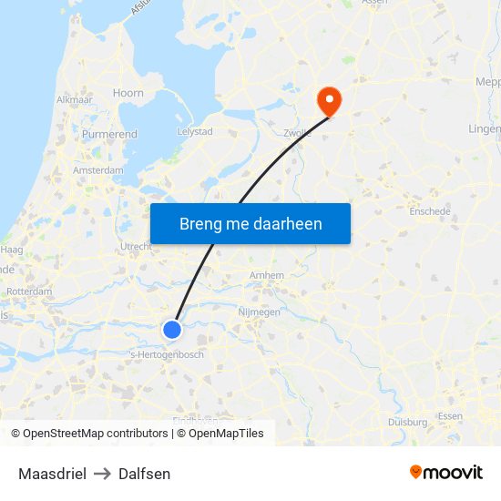 Maasdriel to Dalfsen map