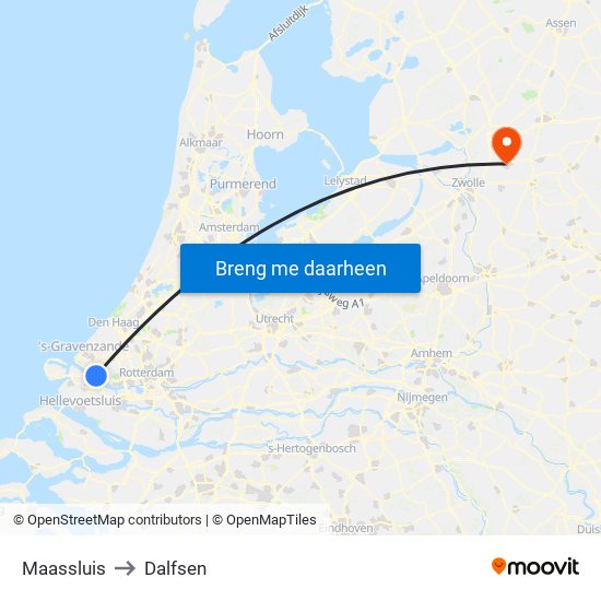 Maassluis to Dalfsen map