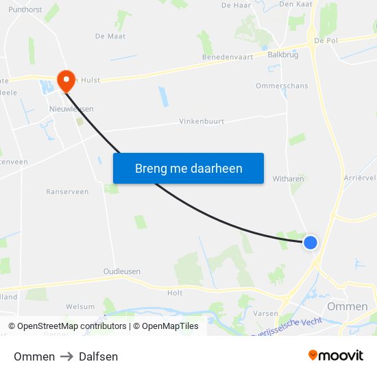 Ommen to Dalfsen map