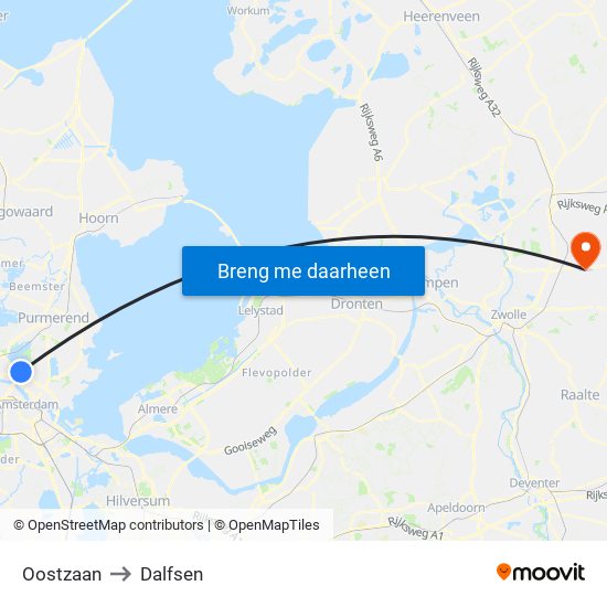 Oostzaan to Dalfsen map