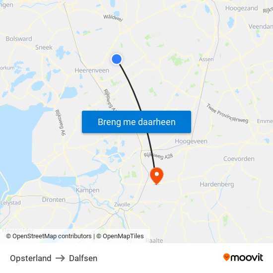 Opsterland to Dalfsen map