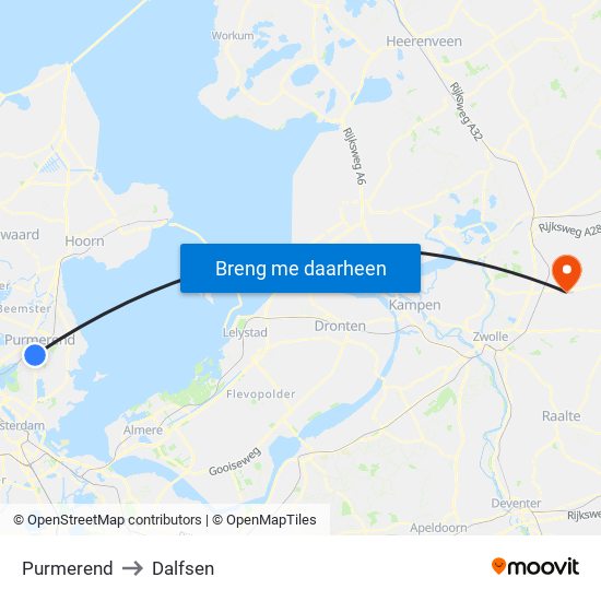 Purmerend to Dalfsen map