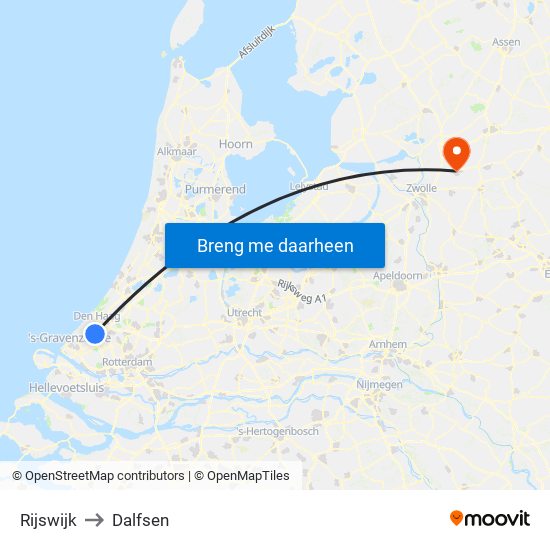 Rijswijk to Dalfsen map