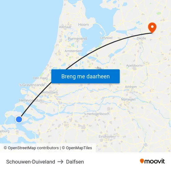 Schouwen-Duiveland to Dalfsen map