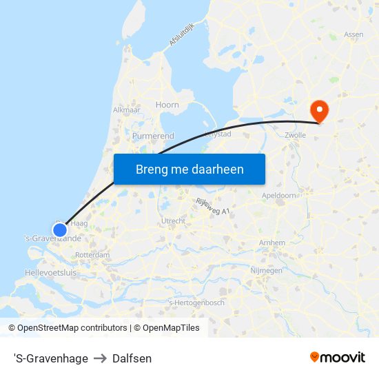 'S-Gravenhage to Dalfsen map