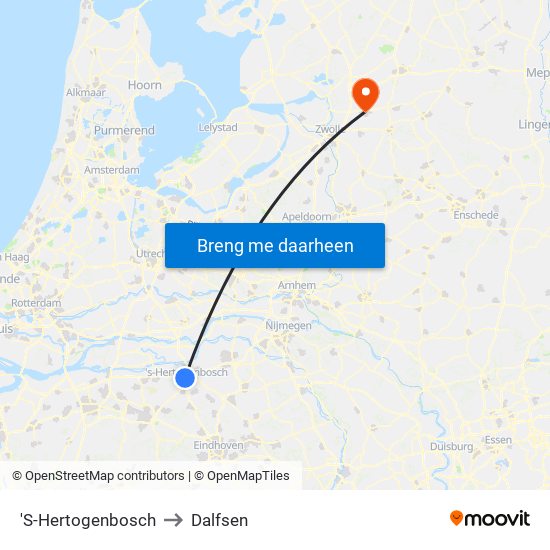 'S-Hertogenbosch to Dalfsen map