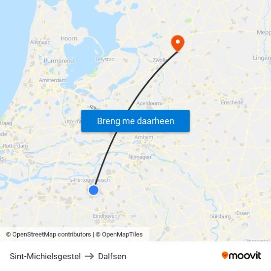 Sint-Michielsgestel to Dalfsen map