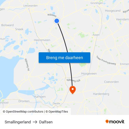 Smallingerland to Dalfsen map