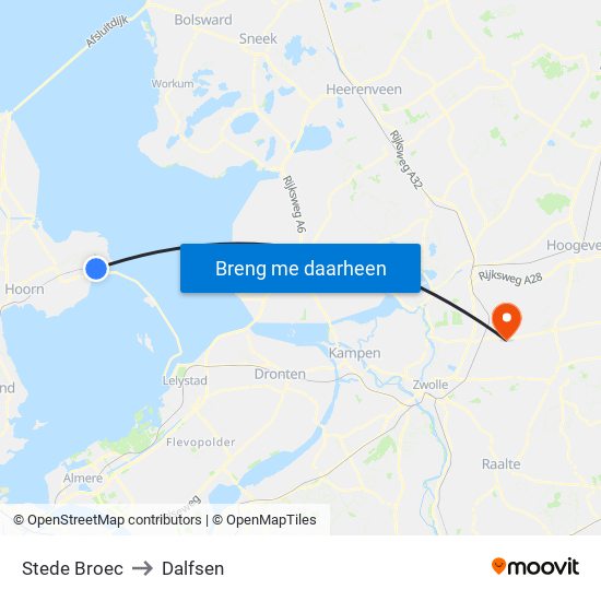 Stede Broec to Dalfsen map