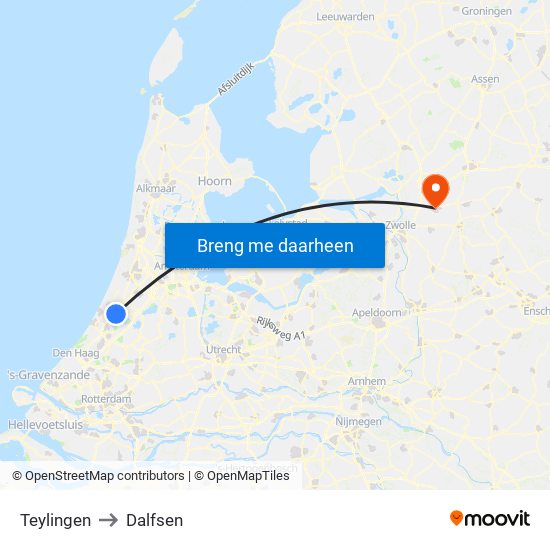 Teylingen to Dalfsen map