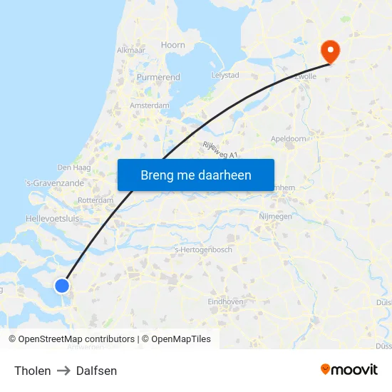 Tholen to Dalfsen map