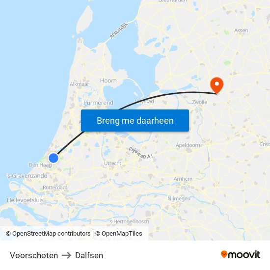 Voorschoten to Dalfsen map