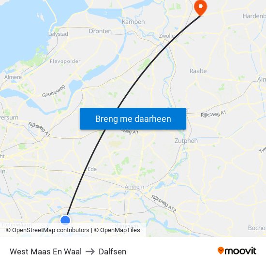 West Maas En Waal to Dalfsen map