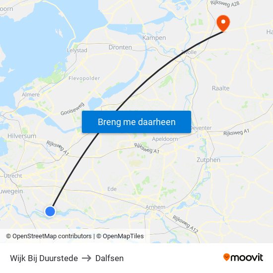 Wijk Bij Duurstede to Dalfsen map