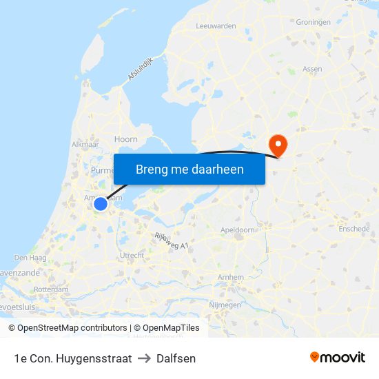 1e Con. Huygensstraat to Dalfsen map