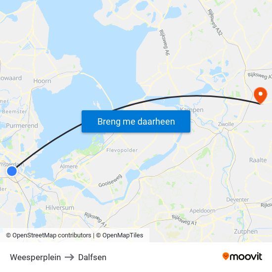 Weesperplein to Dalfsen map