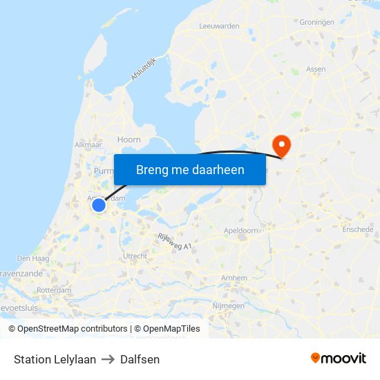 Station Lelylaan to Dalfsen map