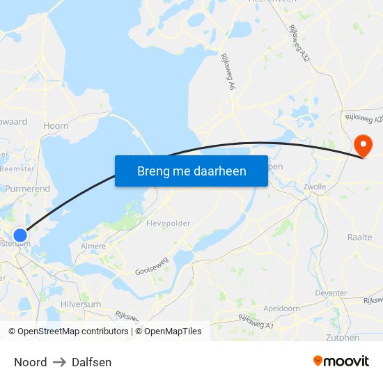 Noord to Dalfsen map