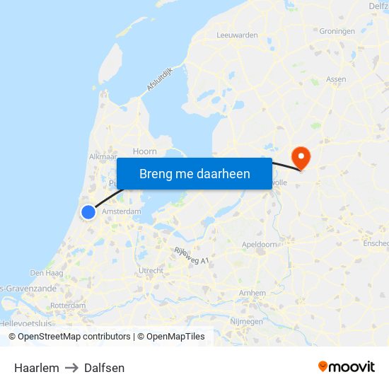 Haarlem to Dalfsen map