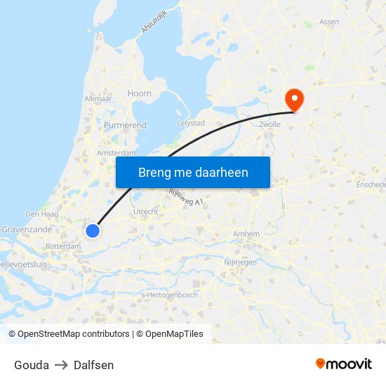 Gouda to Dalfsen map