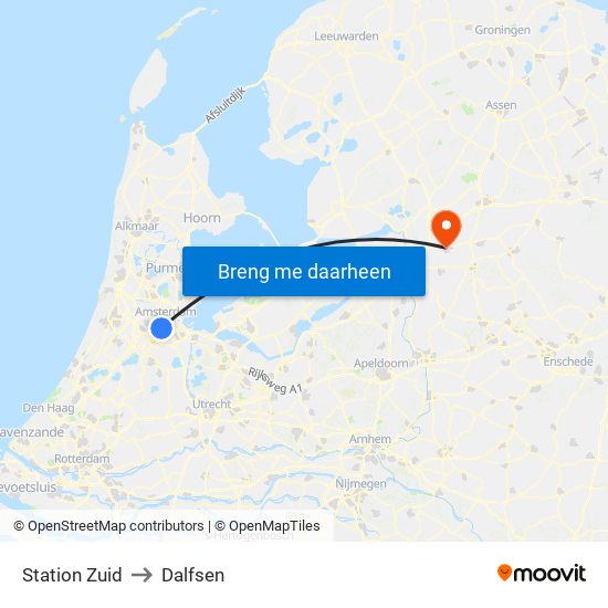 Station Zuid to Dalfsen map