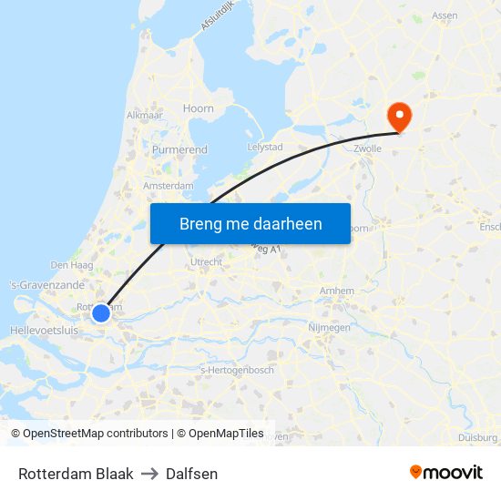 Rotterdam Blaak to Dalfsen map