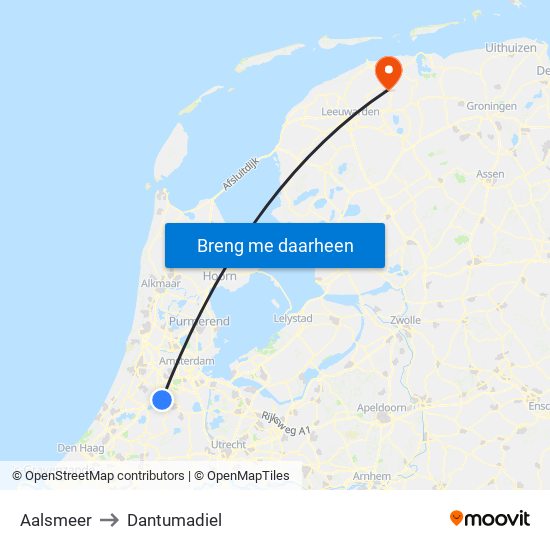 Aalsmeer to Dantumadiel map