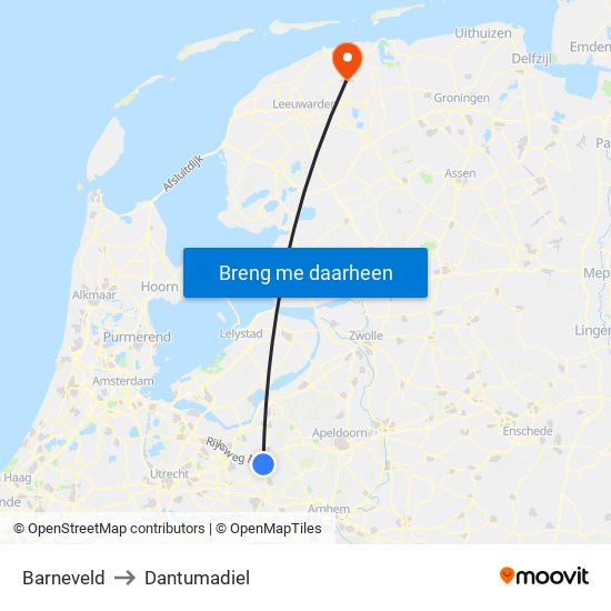 Barneveld to Dantumadiel map