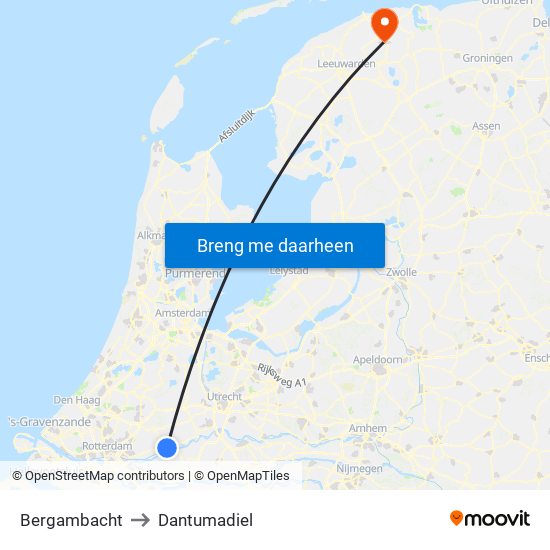 Bergambacht to Dantumadiel map
