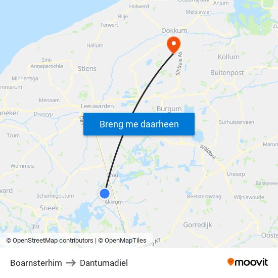 Boarnsterhim to Dantumadiel map
