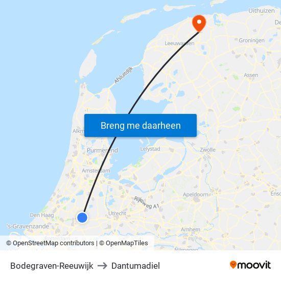 Bodegraven-Reeuwijk to Dantumadiel map