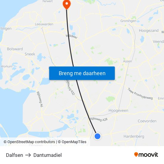 Dalfsen to Dantumadiel map